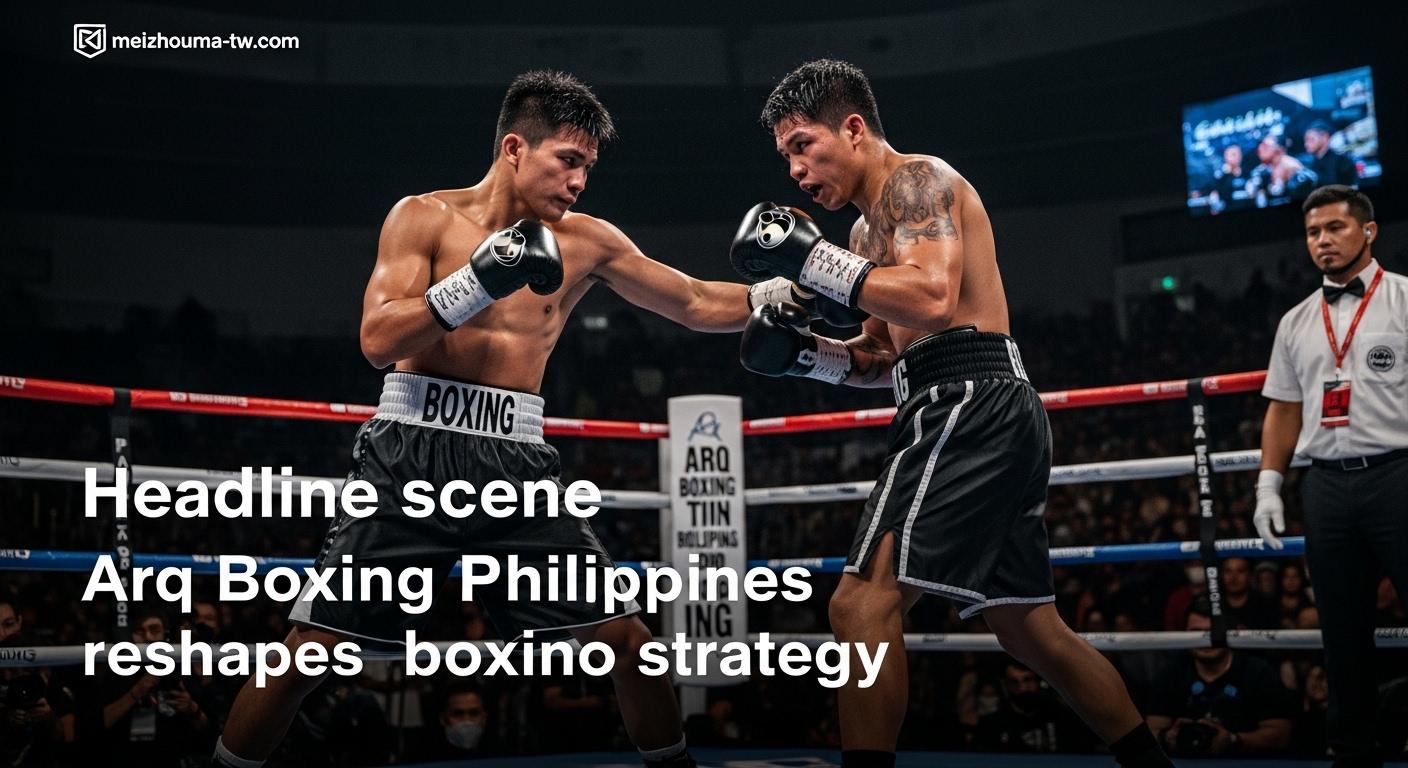 Boxing analyst evaluating fighters in a Philippine gym with ARQ Boxing Philippines branding