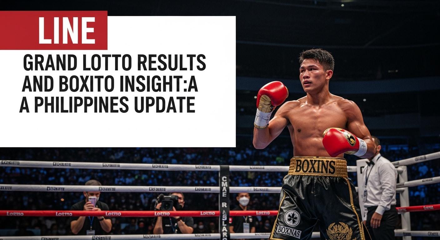 Boxing ring with lottery imagery in Philippine colors.