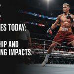 Boxing ring with basketball broadcast visuals in Asian arena