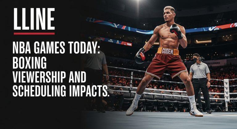 Boxing ring with basketball broadcast visuals in Asian arena